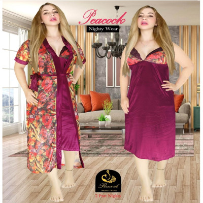 Premium China Night Dress (Maroon)