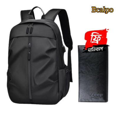 Moneybag Free ) Waterproof Multi- Laptop Backpack ( black color )