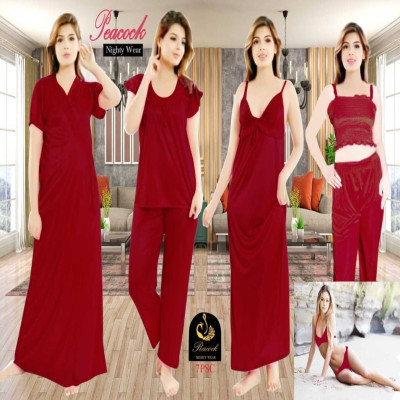 7 Part  Nighty Wear (Meroon)